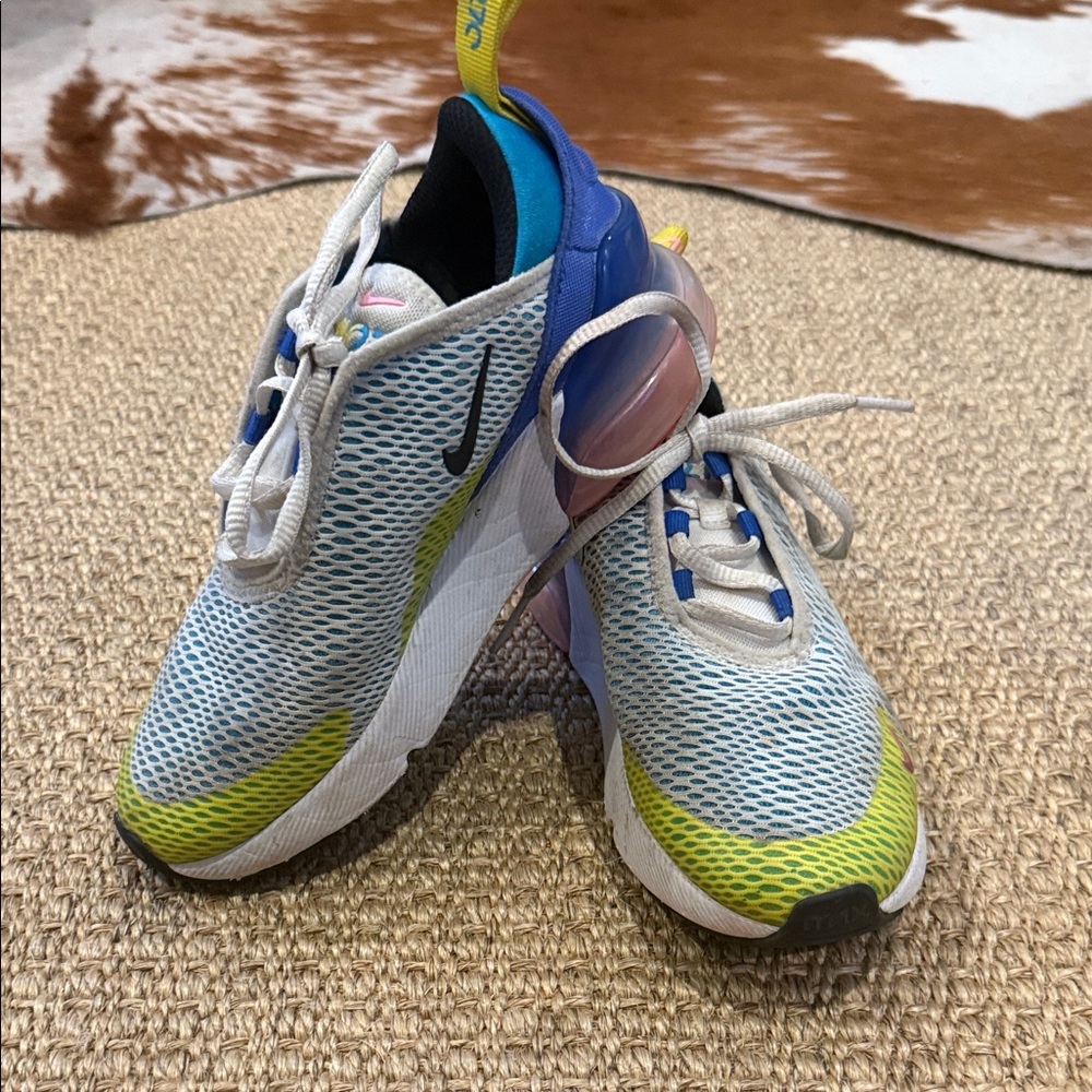 Nike Air Max270 Little Kids Sneakers in Blue, Yellow, and Pink